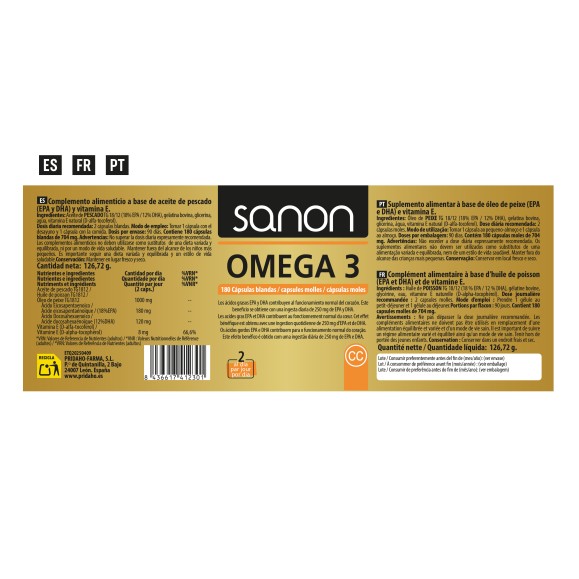 SANON Omega 3 180 cápsulas blandas