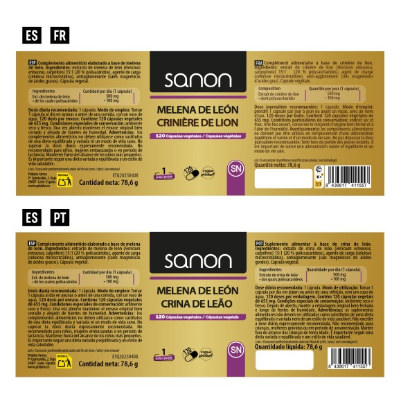 SANON Melena de león 120 cápsulas vegetales