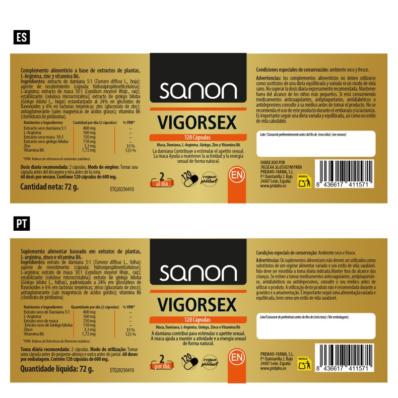 SANON Vigor Sex 120 cápsulas