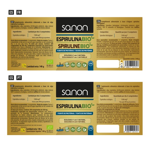 SANON Espirulina BIO 280 comprimidos