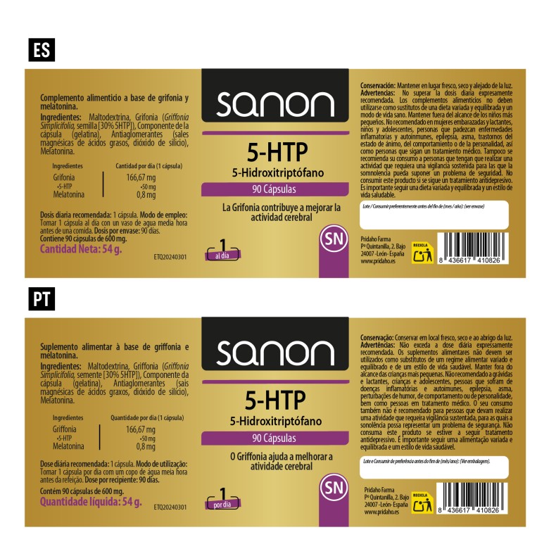 SANON 5-HTP (5-Hidroxitriptófano) 90 cápsulas