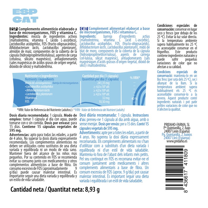 PHYTOFARMA Probiótico 15 cápsulas