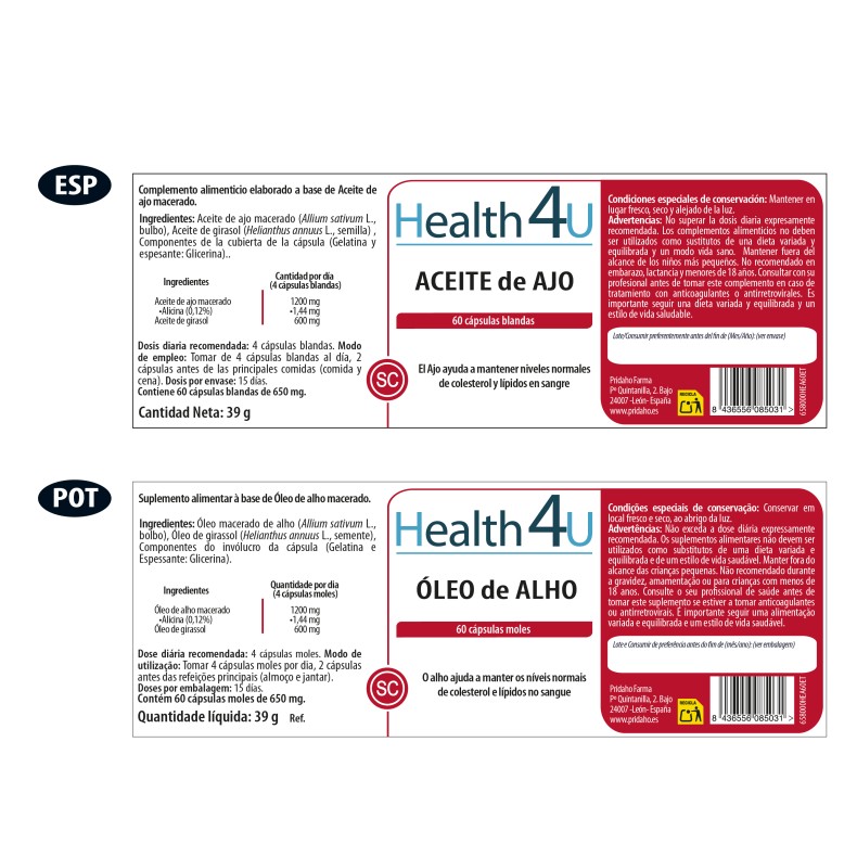 H4U Aceite de ajo 60 cápsulas blandas