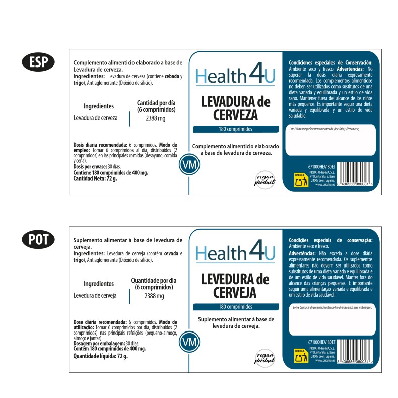 H4U Levadura de cerveza 180 comprimidos