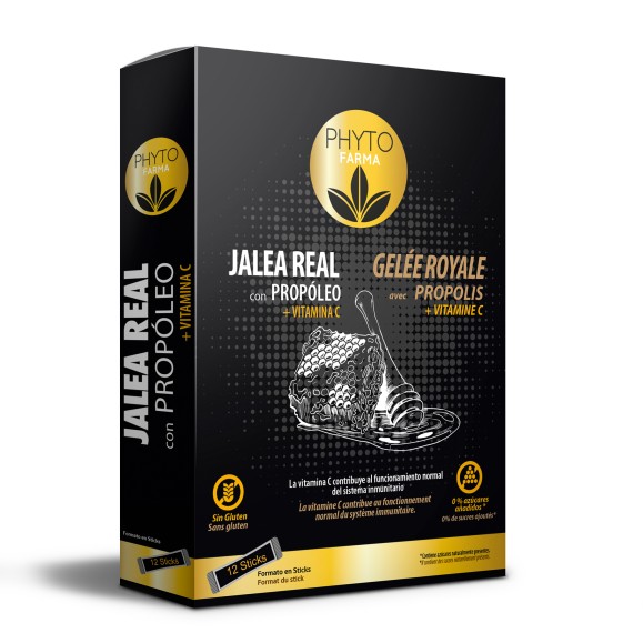 PHYTOFARMA Jalea real con propóleo + Vitamina C 12 stick de 10 ml