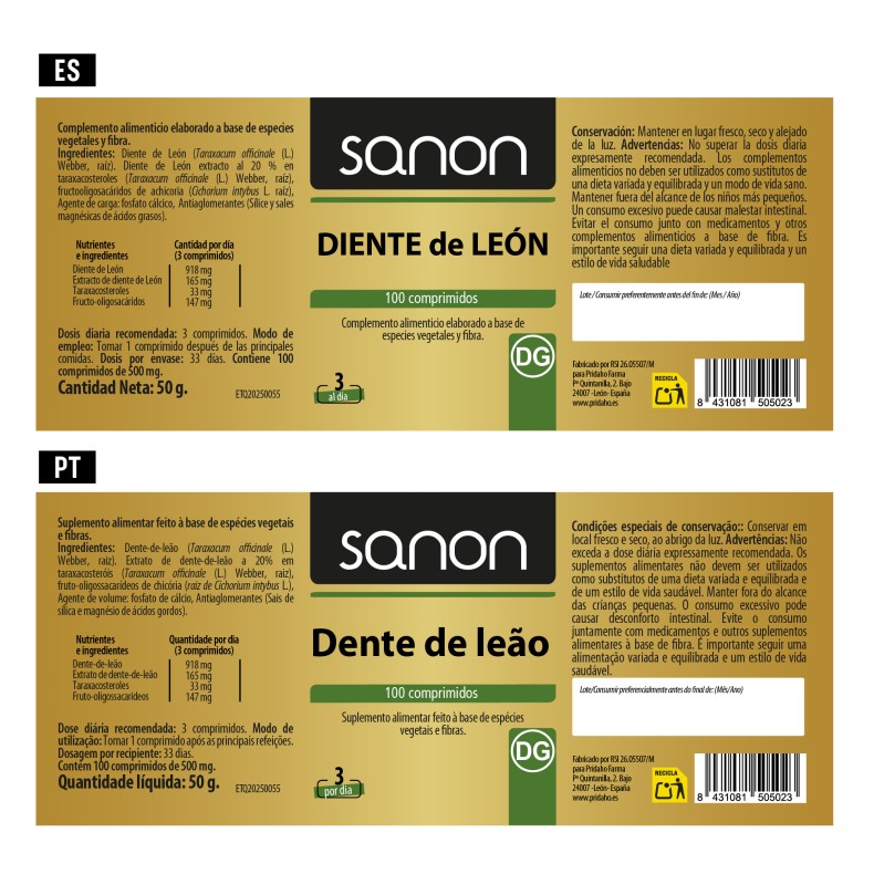 SANON Diente de León 100 comprimidos