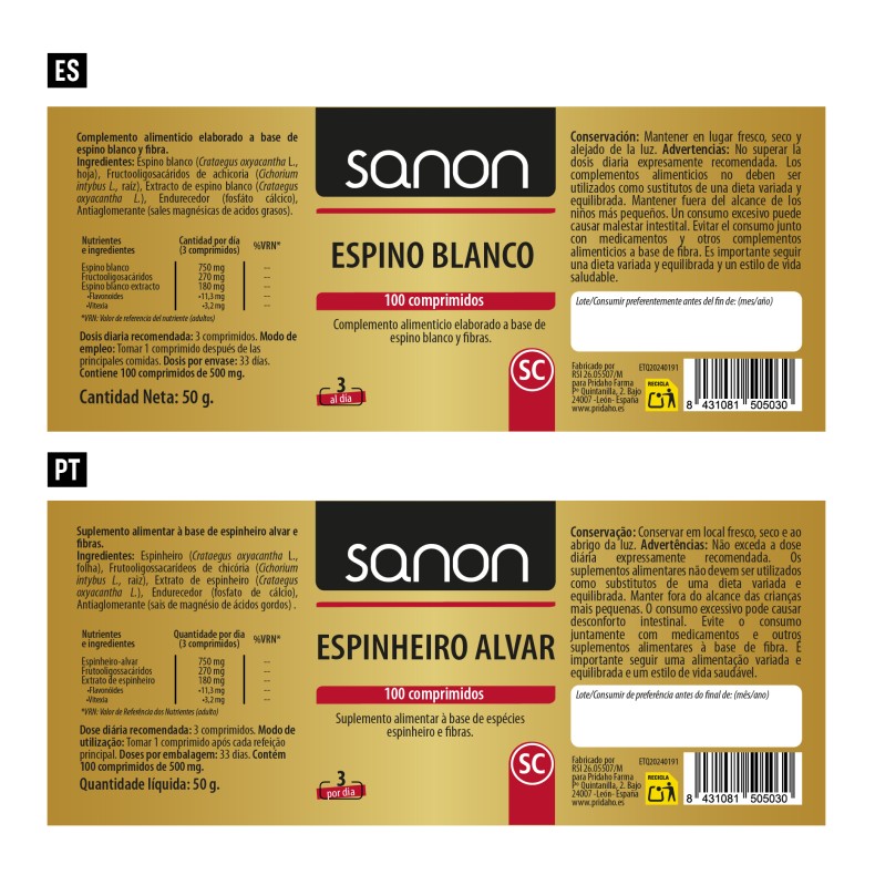 SANON Espino Blanco 100 comprimidos