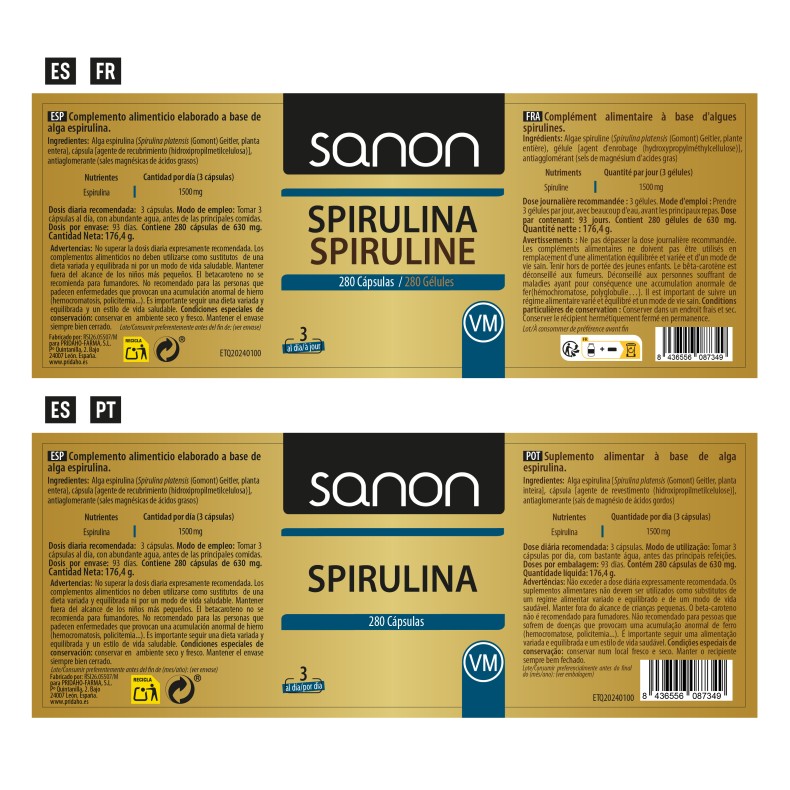 SANON Spirulina 280 cápsulas