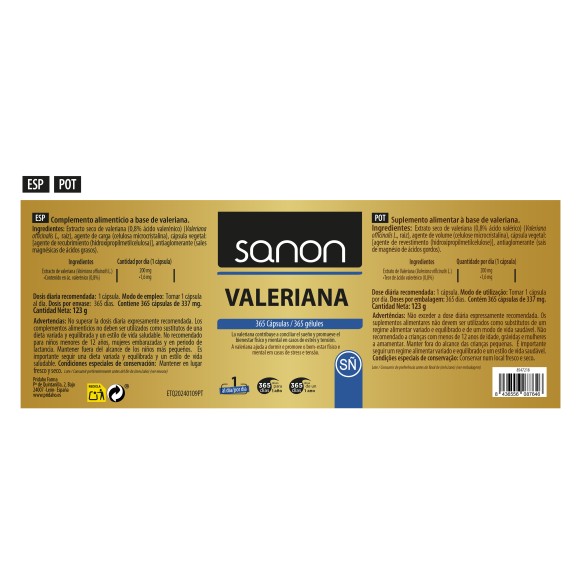 SANON Valeriana 365 cápsulas