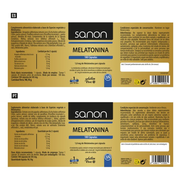 SANON Melatonina 180 cápsulas