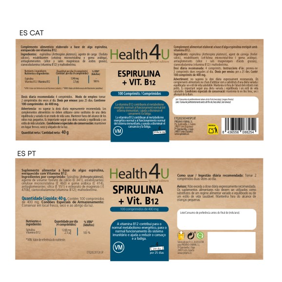 H4U Spirulina + vit. B12 100 comprimidos special edition