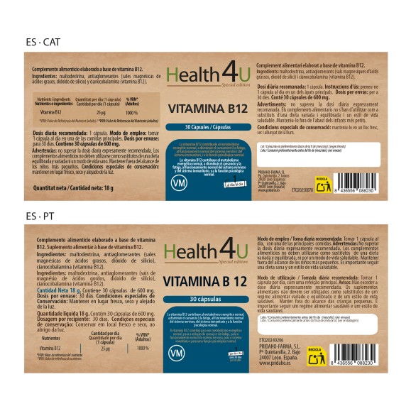 H4U Vitamina B12 30 cápsulas special edition