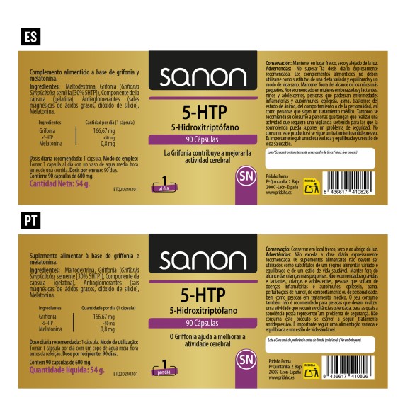 SANON 5-HTP (5-Hidroxitriptófano) 90 cápsulas