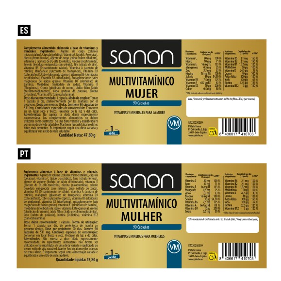 SANON Multivitamínico Mujer 90 cápsulas