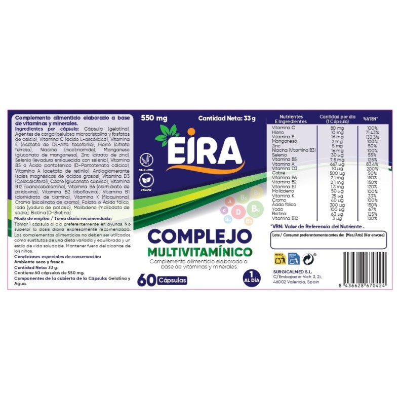 EIRA Complejo multivitamínico 60 cápsulas