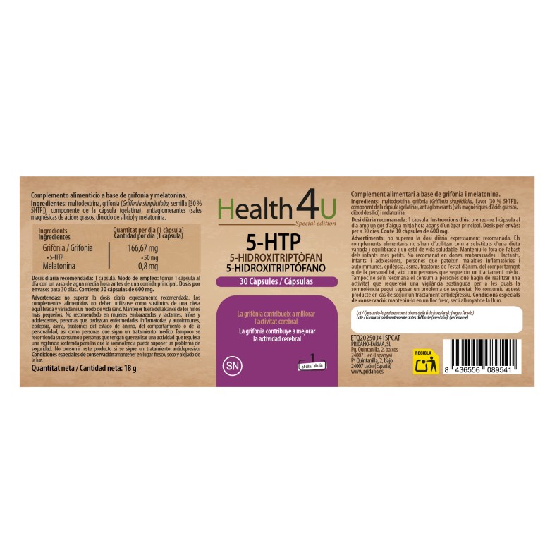 H4U 5-HTP (5-Hidroxitriptófano) 30 cápsulas special edition