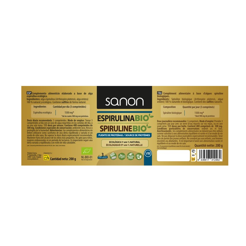 SANON Espirulina BIO 400 comprimidos