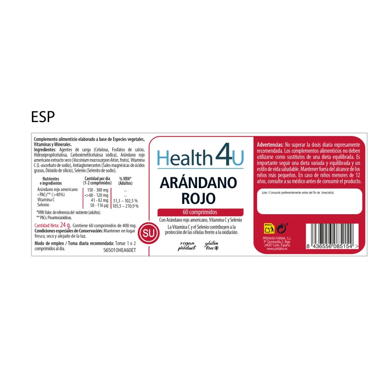 H4U Arándano Rojo 60 comprimidos