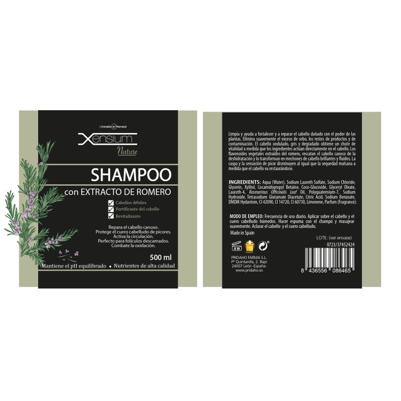 XENSIUM Nature Champú con extracto de Romero 500 ml