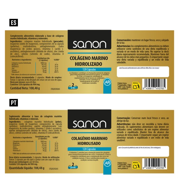 SANON Colágeno Marino Hidrolizado 120 cápsulas