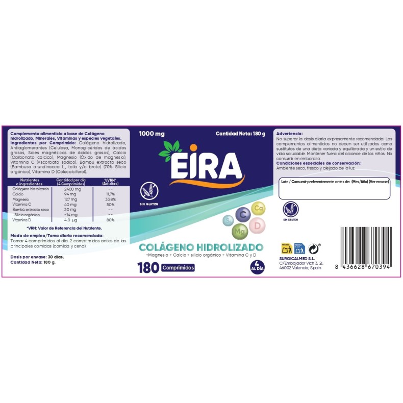EIRA Colágeno hidrolizado 180 comprimidos