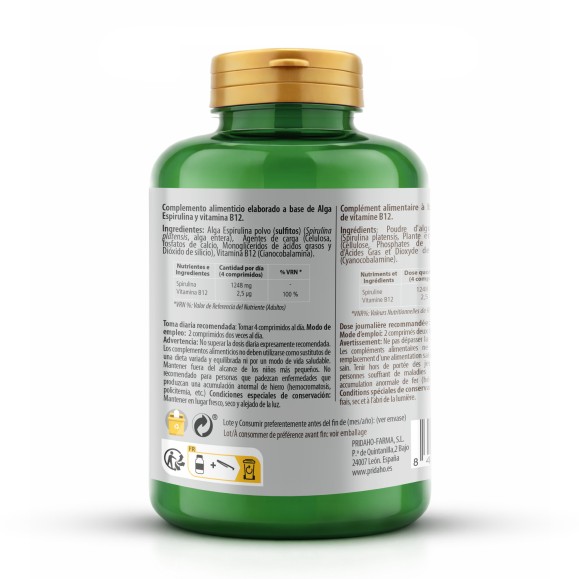 PHYTOFARMA Spirulina + vitamina B12 300 comprimidos