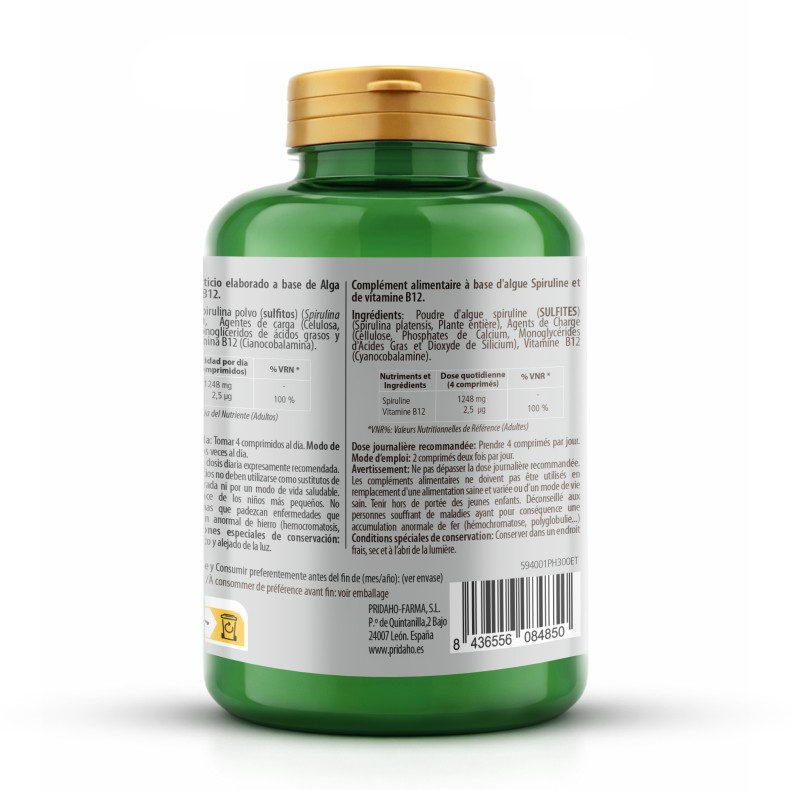 PHYTOFARMA Spirulina + vitamina B12 300 comprimidos
