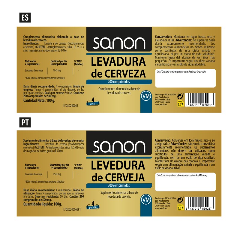 SANON Levadura de Cerveza 200 comprimidos