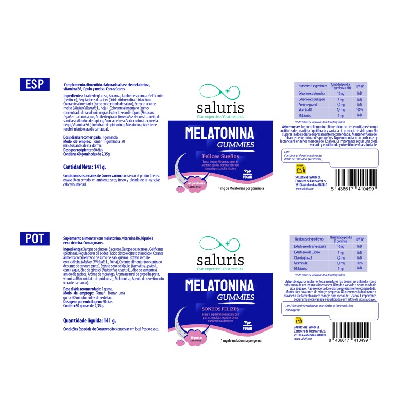 SALURIS Melatonina gummies 60 gominolas