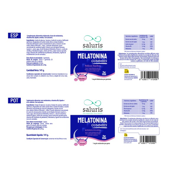 SALURIS Melatonina gummies 60 gominolas