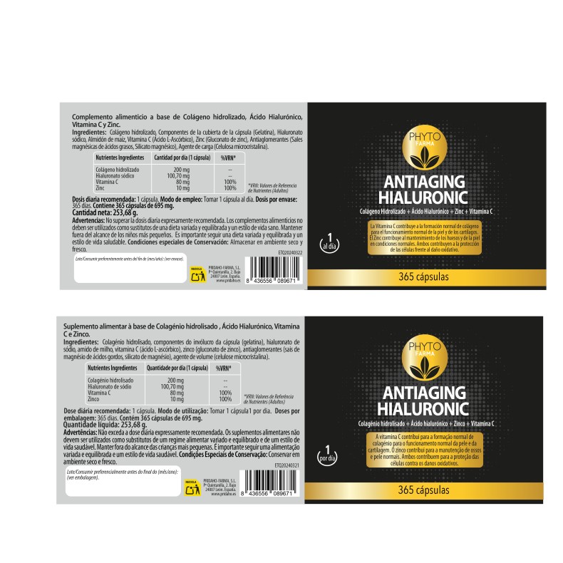 PHYTOFARMA Antiaging Hyaluronic 365 cápsulas
