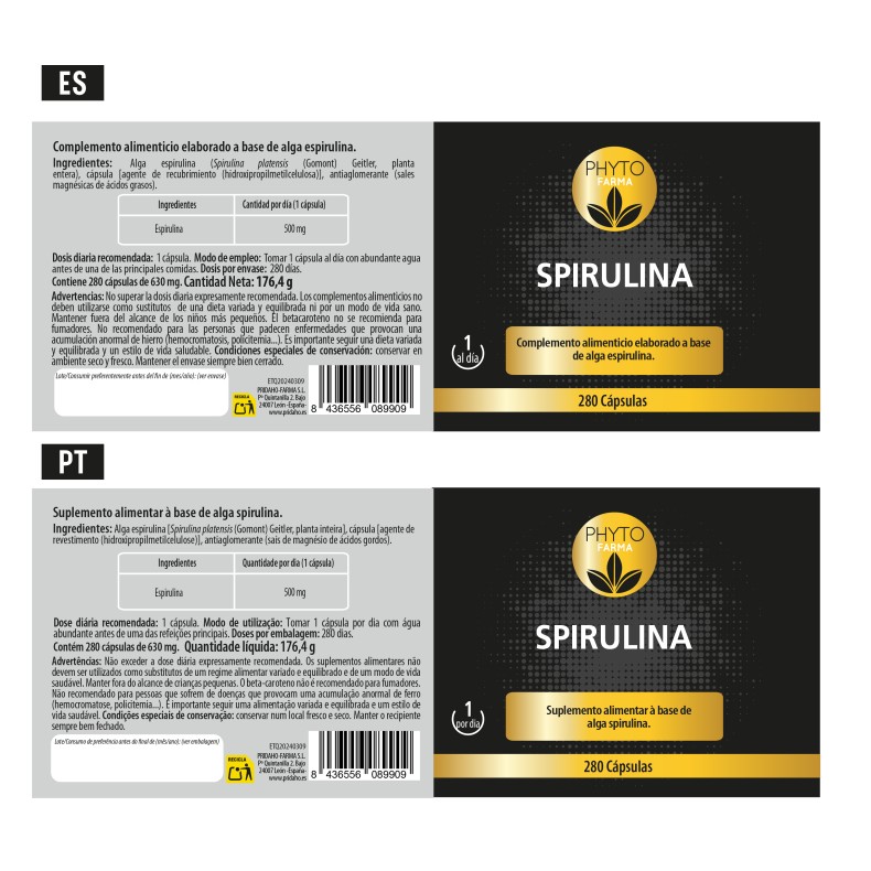 PHYTOFARMA Spirulina 280 cápsulas vegetales