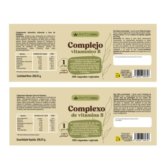 PHYTOFARMA Complejo Vitamínico B 365 cápsulas