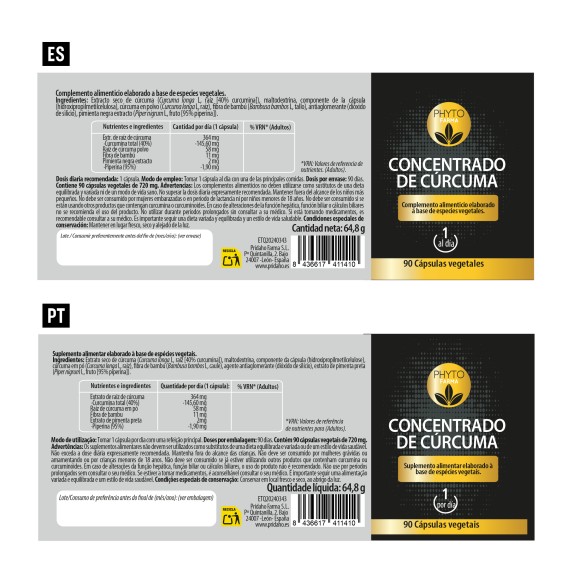 PHYTOFARMA Concentrado de cúrcuma 90 cápsulas vegetales