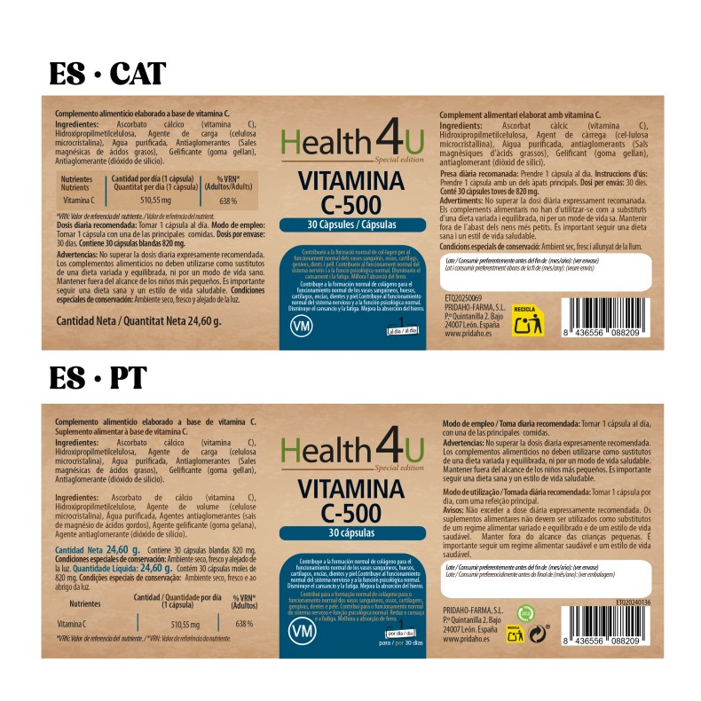 H4U Vitamina C-500 30 cápsulas special edition