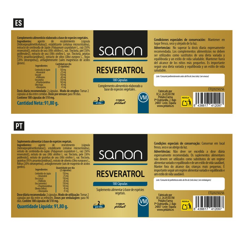 SANON Resveratrol 180 cápsulas