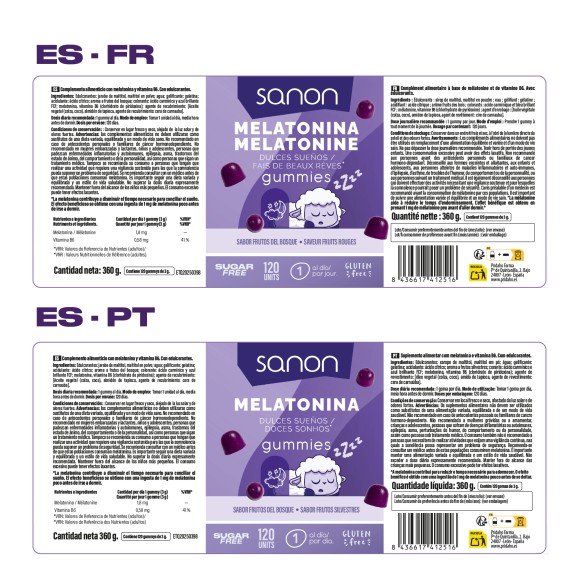 SANON Melatonina 1,8 mg 120 gummies