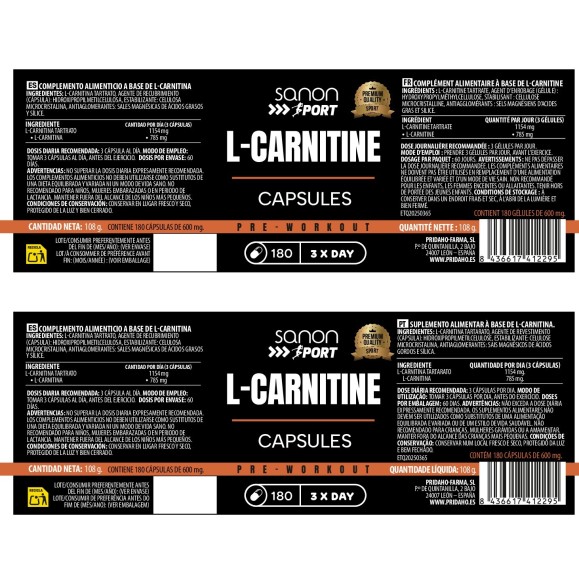 SANON SPORT L-Carnitina 180 cápsulas
