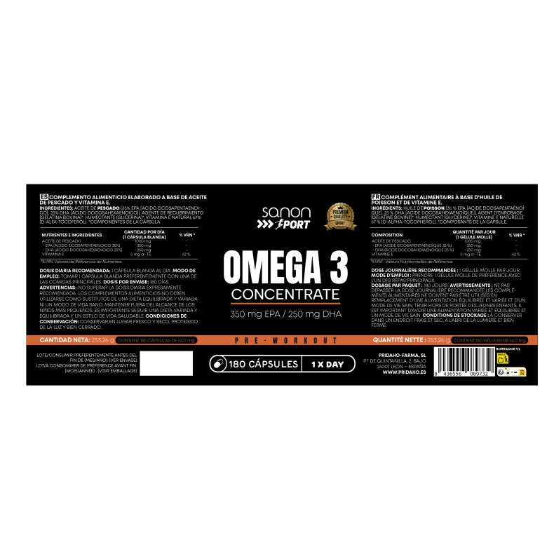 SANON SPORT Omega 3 Concentrate 180 cápsulas