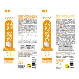 SANON Vitamina C + Zinc 20 comprimidos efervescentes sabor naranja 2