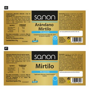 SANON Arándano Mirtillo 100 comprimidos 2
