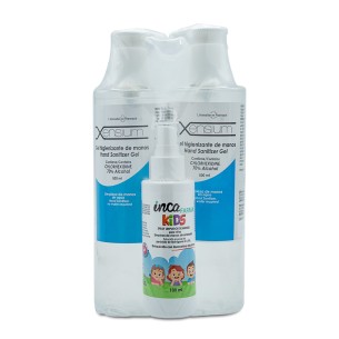 XENSIUM gel higienizante de manos 2x500 ml + spray niños Pack