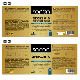 SANON Vitaminas D3+K2 360 cápsulas vegetales 2