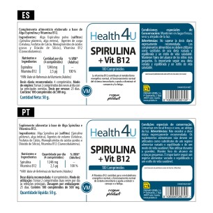 H4U Spirulina + Vitamina B12 100 comprimidos 2