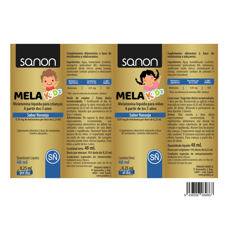 SANON Melakids melatonina líquida para niños