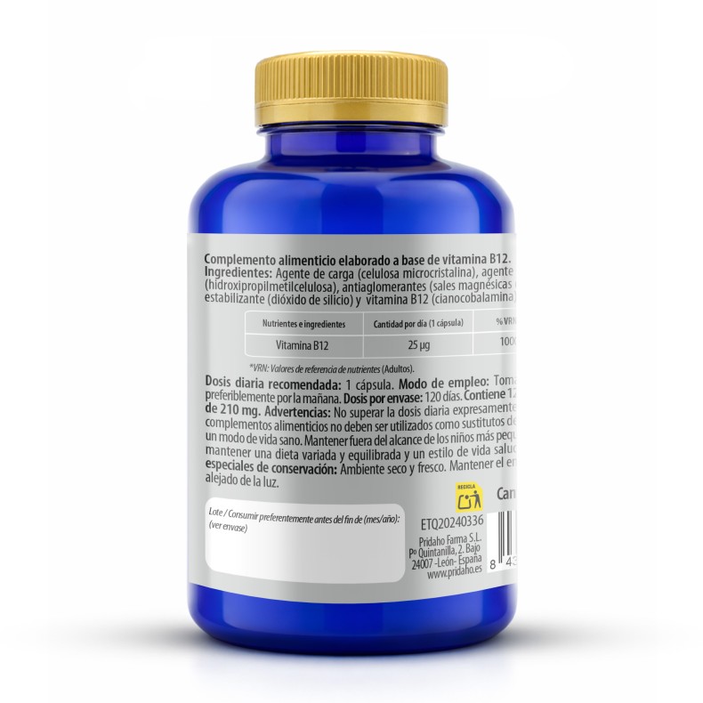 PHYTOFARMA Vitamina B12 25 µg 120 cápsulas