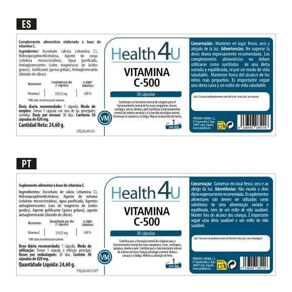 H4U Vitamina C-500 30 cápsulas