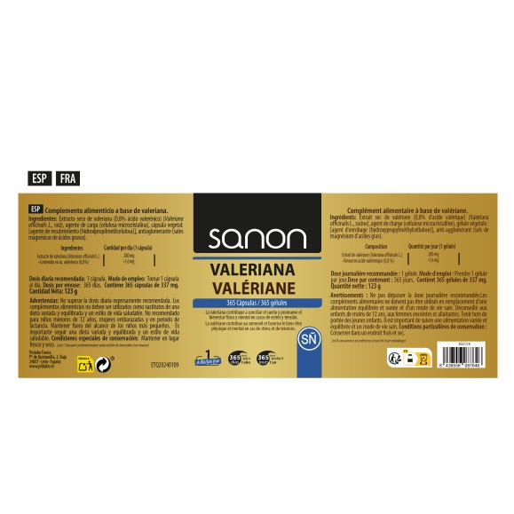 SANON Valeriana 365 cápsulas