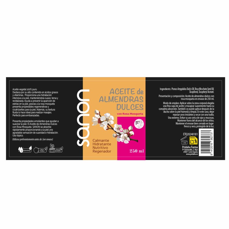 SANON Aceite de Almendras con Rosa Mosqueta 250 ml