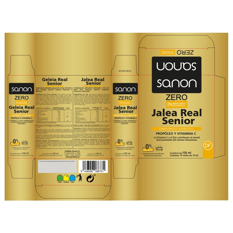 SANON Jalea Real Senior ZERO 10 ampollas